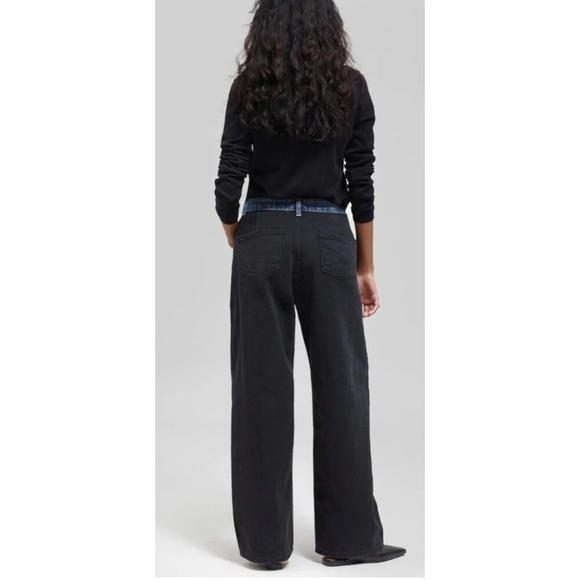 Edition Contrast Waist Jeans Black Denim Pants M/L 100% Cotton Y2K Style - Picture 6 of 15